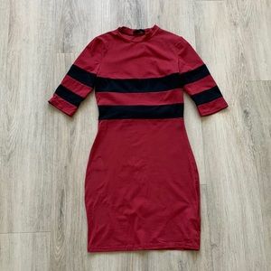 SHEIN red stripe bodycon dress